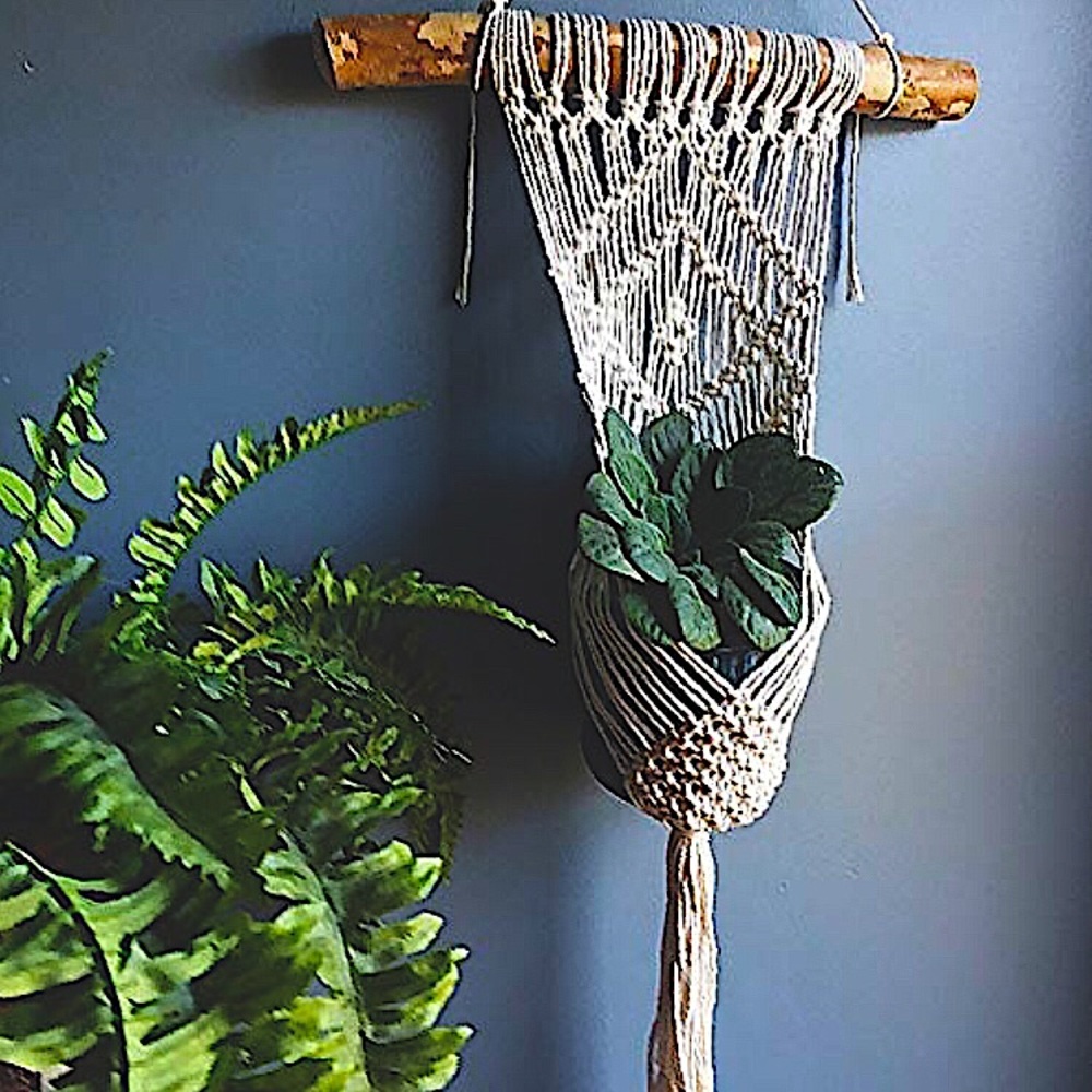 Hanging Planter, Modern Macrame Boho Wall Hanging